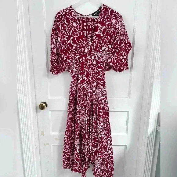 The Kooples Coromandel Silk Red Dress Size 8 $468 - Picture 1 of 6